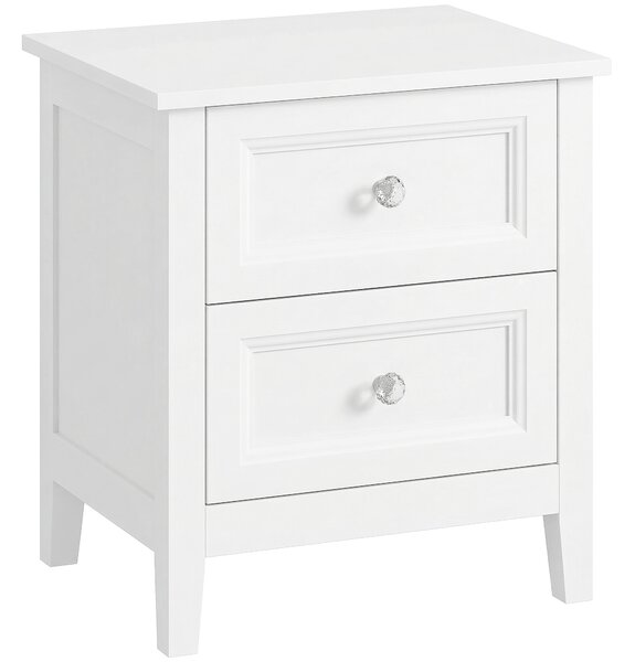 HOMCOM Nightstand with 2 Drawers Modern Bedside Table for Bedroom Living Room White