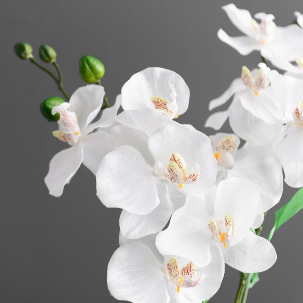 Artificial Orchid White In Silver Pot