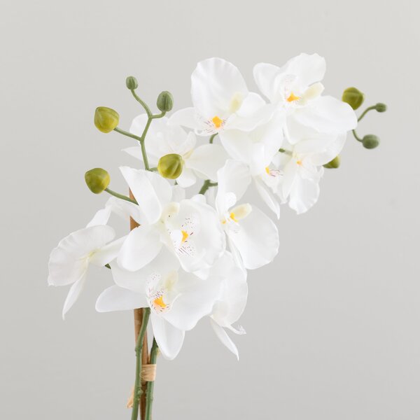 Artificial Cream Orchid in Marble Plant Pot