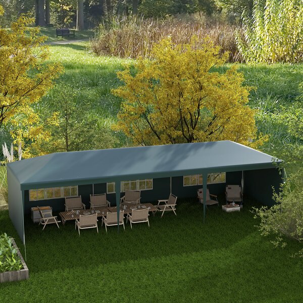 Outsunny 9 x 3 m Garden Gazebo Marquee Party Wedding Tent Canopy, Green