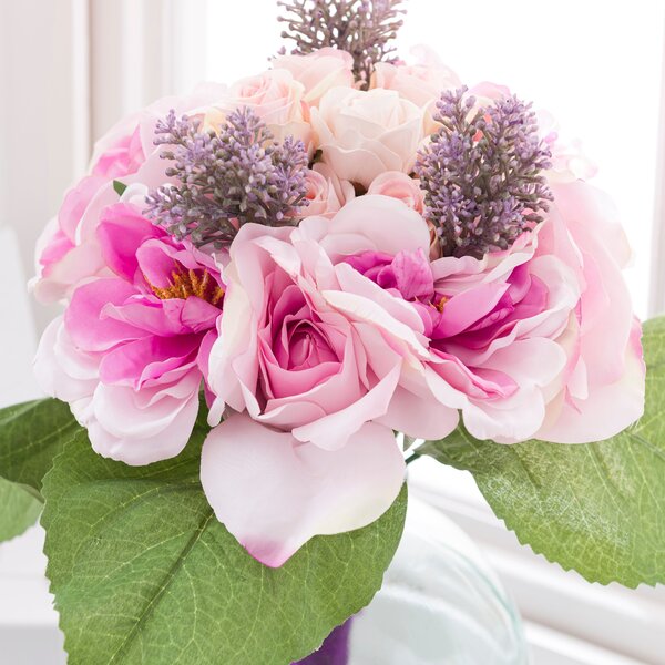 Artificial Pink Rose and Peony Bouquet