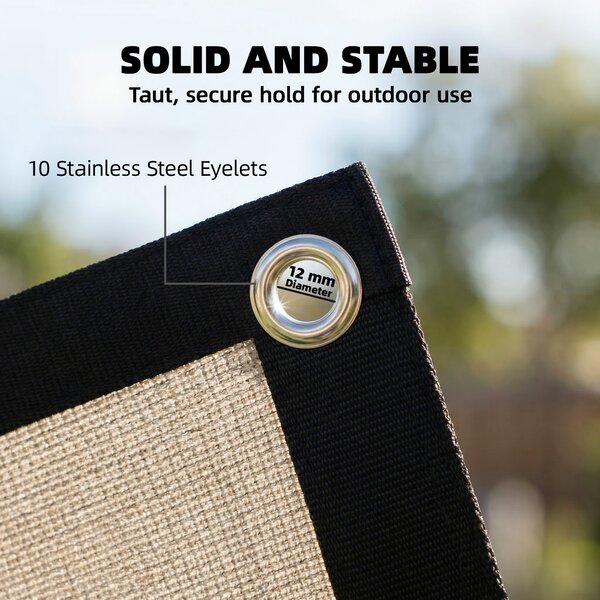 Outsunny Sun Shade Sail UV Protection Canopy with Stainless Steel Eyelets for Patio Garden 2 x 3 m Beige
