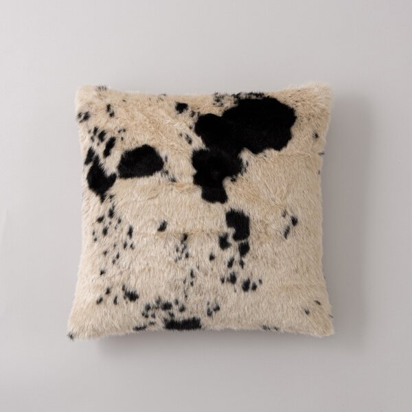 Faux Cow Hide Black Cushion