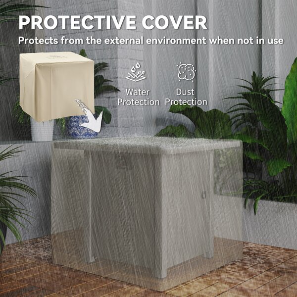 Outsunny 71cm 50,000 BTU Gas Fire Pit Table with Cover and Glass Screen - Dark Grey