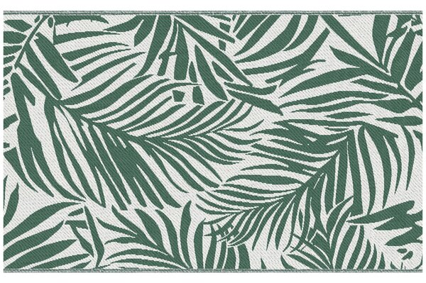 Outsunny Reversible Outdoor RV Rug, 1.5 x 2.4m Patio Floor Mat for Garden, Deck, Beach, Camping, Green Leaves, Green and White