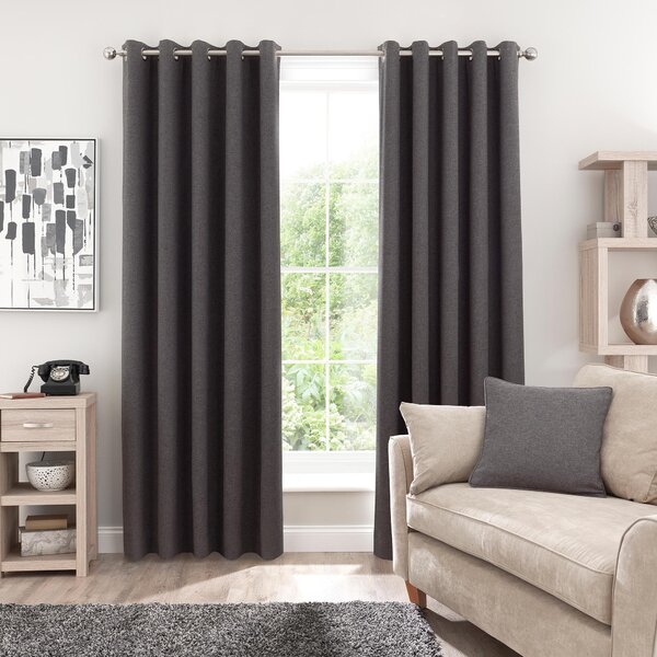 Luna Brushed Blackout Eyelet Curtains