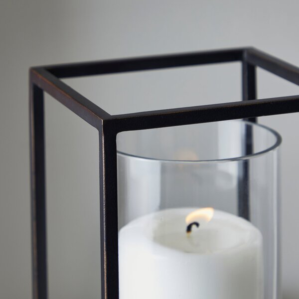 London Black Single Hurricane Candle Holder