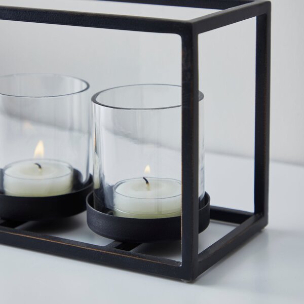 London Black Triple Hurricane Candle Holder