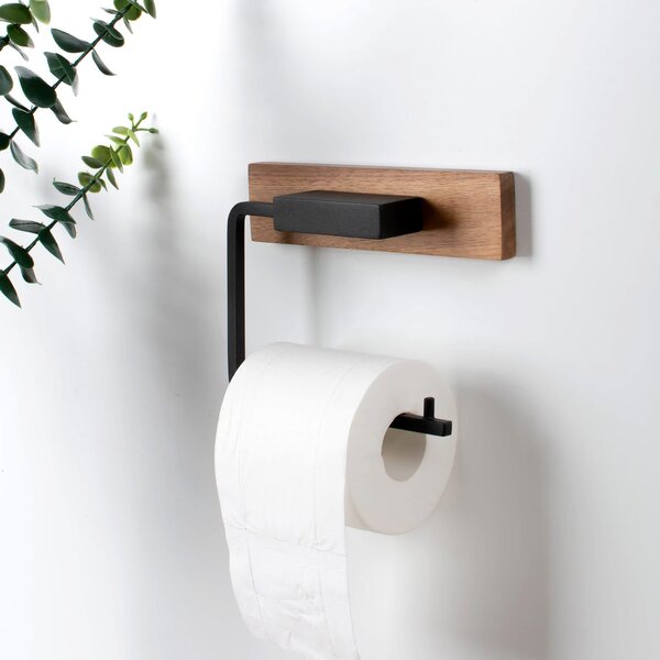 Fulton Wood Black Toilet Roll Holder