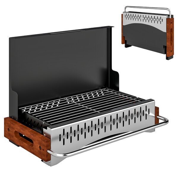 Outsunny Portable BBQ Grill, Folding Charcoal Barbecue Grill with Removable Charcoal Basin for Camping Picnic Garden Party, Black