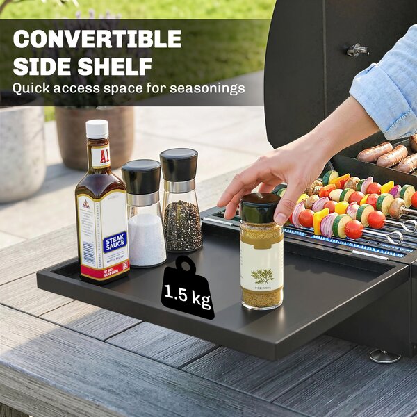 Outsunny 3 Burner Portable Gas Plancha BBQ Grill, 8.1 kW Outdoor Tabletop Gas Barbecue Grill with Griddle, Thermometer,, Black