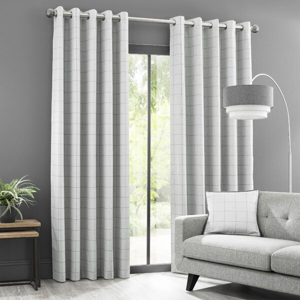 Luna Brushed Check Blackout Eyelet Curtains