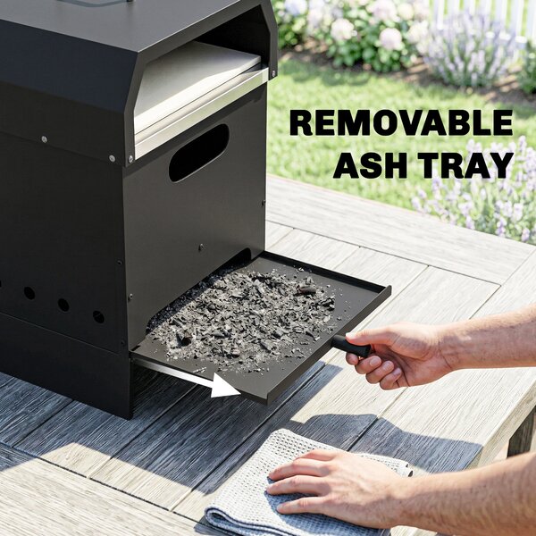 Outsunny 3 in 1 Outdoor Pizza Oven, Portable Wood Fired Pizza Maker with Handles, Stone and Peel