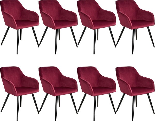 Tectake 404041 8 marilyn velvet-look chairs - burgundy/black