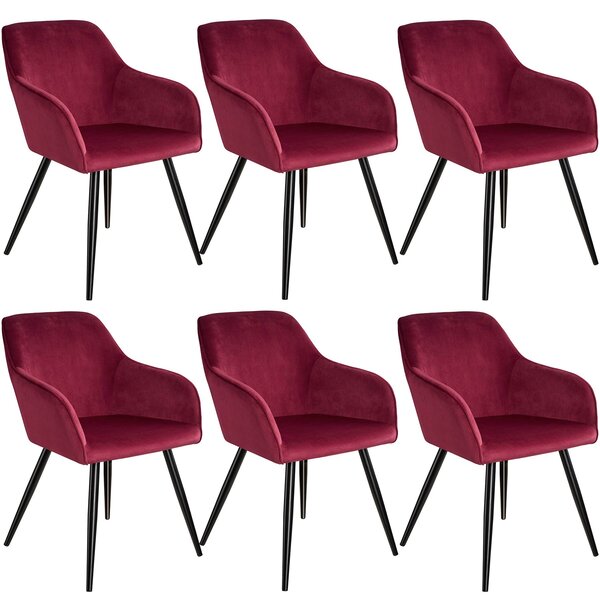 Tectake 404040 6 marilyn velvet-look chairs - burgundy/black