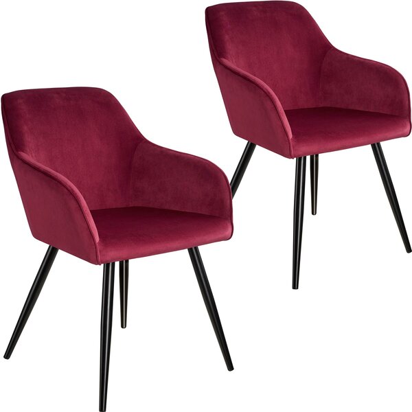 Tectake 404038 2 marilyn velvet-look chairs - burgundy/black