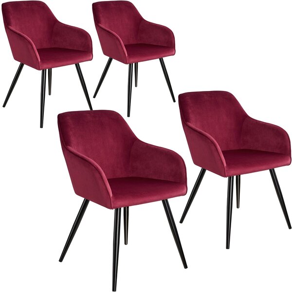 Tectake 404039 4 marilyn velvet-look chairs - burgundy/black