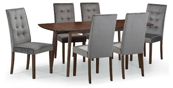 Kensington Rectangular Extendable Dining Table with 6 Madrid Chairs, Beech Wood Brown