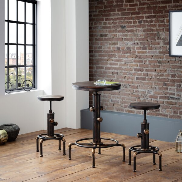 Rockport Pipework 4 Seater Round Bar Table Mocha