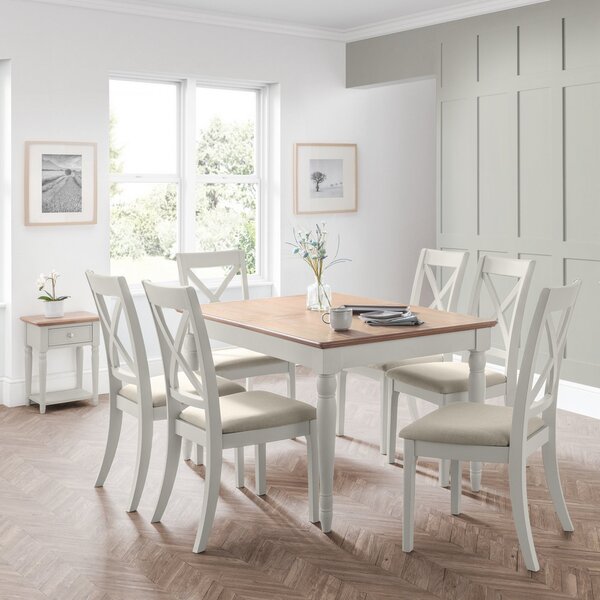 Provence Rectangular Extendable Dining Table with 6 Chairs, Grey Grey