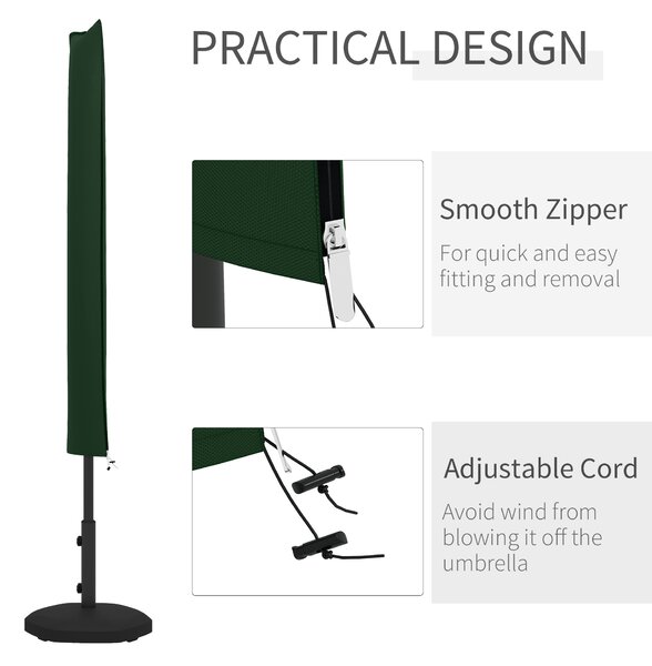 Outsunny Parasol Cover, Cantilever Umbrella Cover for 2-3.5 m Parasols, Banana Umbrella Protector with Zipper, Green