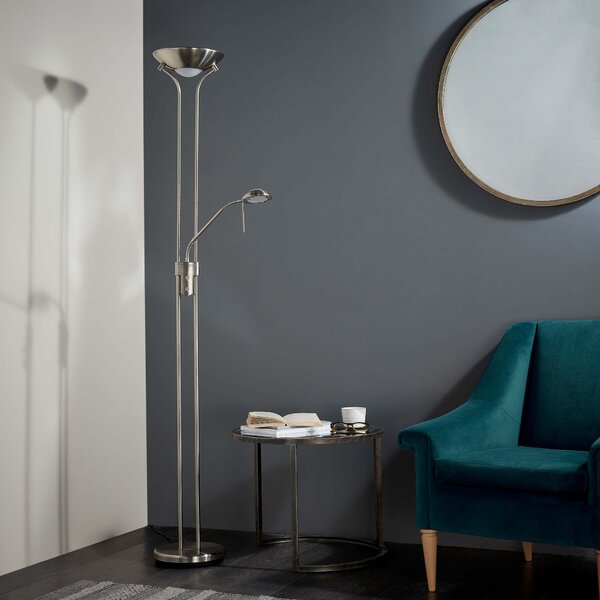 Vogue Rome Father And Child Floor Lamp Satin Nickel