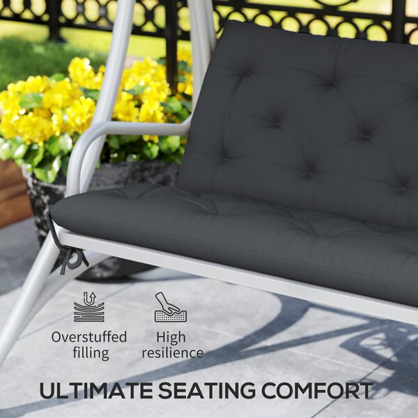 Outsunny Garden Bench Cushion: Cosy Outdoor Seating Pad with Back Support and Ties, Black, 98 x 150 cm Aosom UK