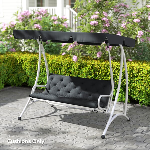 Outsunny Garden Bench Cushion: Cosy Outdoor Seating Pad with Back Support and Ties, Black, 98 x 150 cm Aosom UK