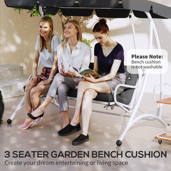 Outsunny Garden Bench Cushion: Cosy Outdoor Seating Pad with Back Support and Ties, Black, 98 x 150 cm Aosom UK