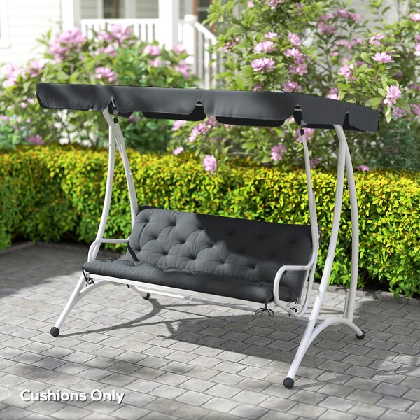 Outsunny 3 Seater Outdoor Chair Cushions, Garden Bench Cushion W/ Back and Ties for Indoor and Outdoor Use, 98 x 150 cm, Dark Grey Aosom UK