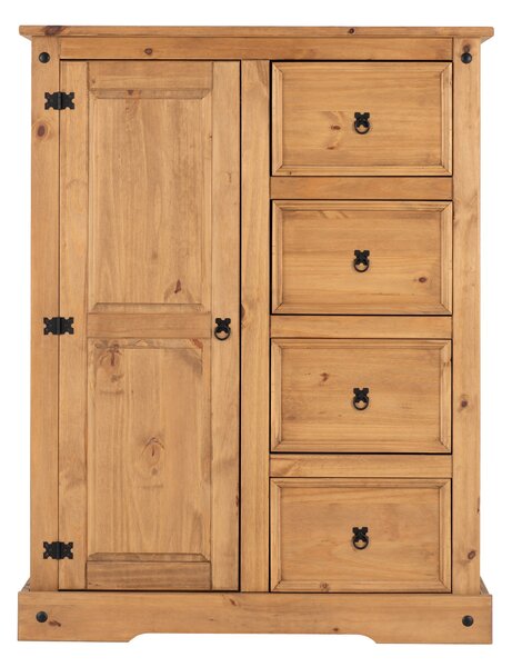 Corona Single 4 Drawer Wardrobe, Pine