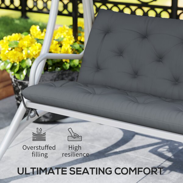 Outsunny 3 Seater Outdoor Chair Cushions, Garden Bench Cushion W/ Back and Ties for Indoor and Outdoor Use, 98 x 150 cm, Dark Grey Aosom UK
