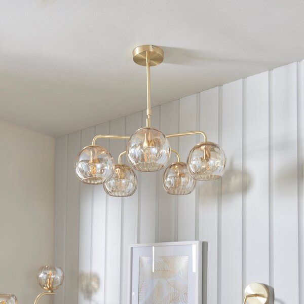 Vogue Arkoma Glass 5 Light Chandelier