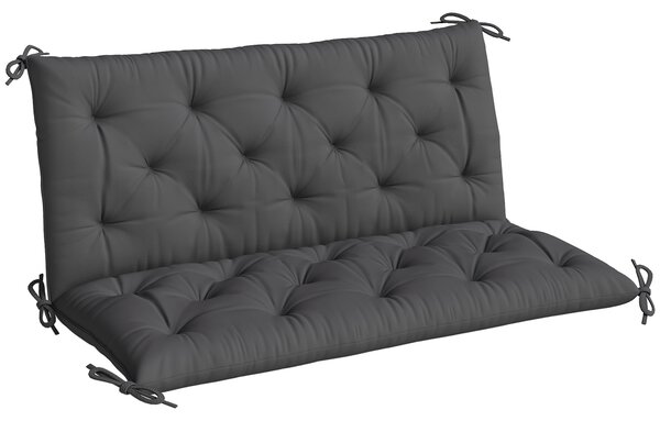 Outsunny Garden Bench Cushion, 2 Seater Swing Chair Cushion, Seat Pad with Ties for Indoor and Outdoor Use, 110 x 120 cm, Black