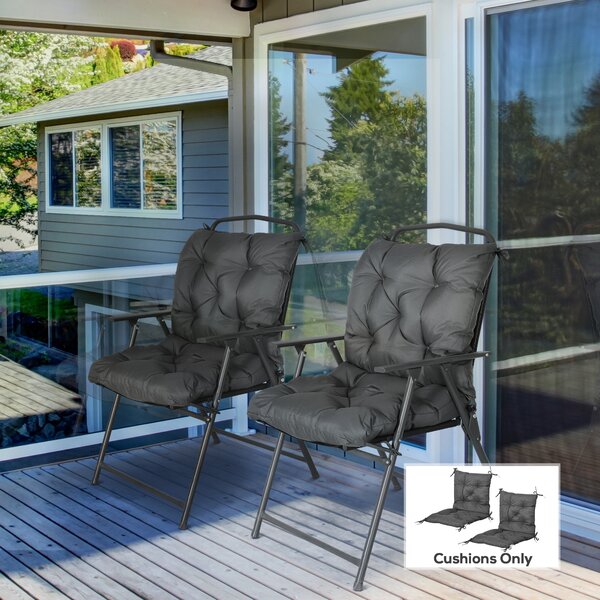 Outsunny Set of 2 Outdoor Seat Cushions 50W x 98L x 8Dcm Comfortable Seat Pad with Backrest for Sunbeds, Rocking Chairs, Loungers