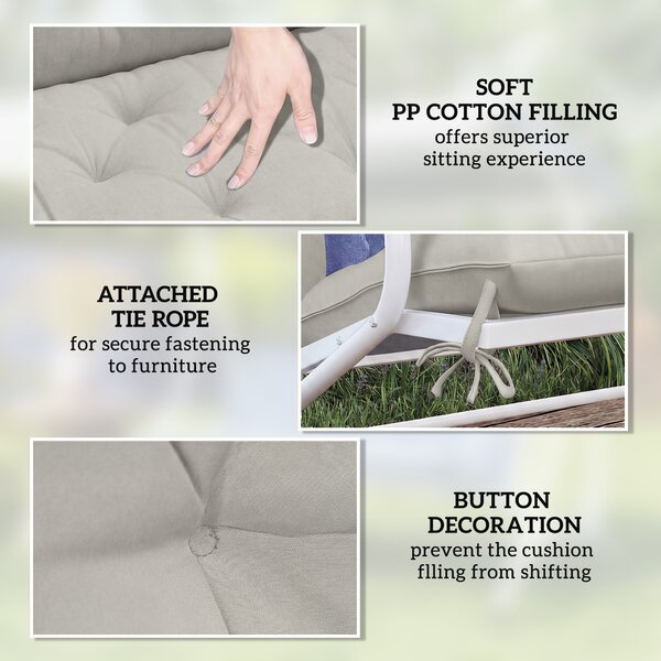 Outsunny Garden Bench Cushion, 2 Seater Swing Chair Cushion, Seat Pad with Ties for Indoor and Outdoor Use, 110 x 120 cm