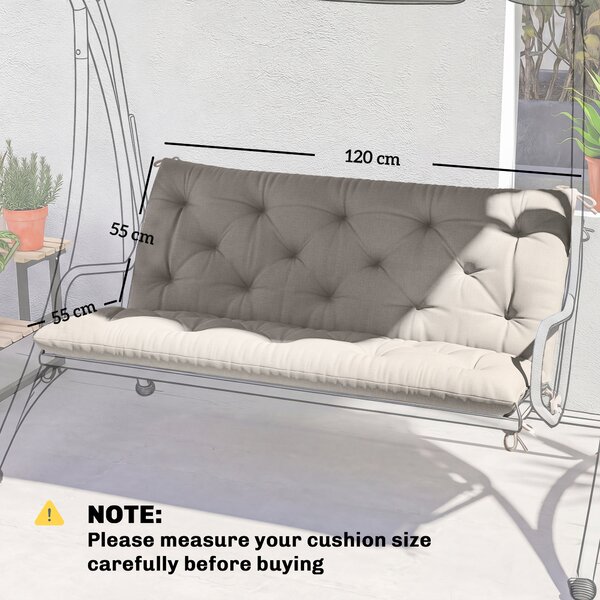 Outsunny Garden Bench Cushion, 2 Seater Swing Chair Cushion, Seat Pad with Ties for Indoor and Outdoor Use, 110 x 120 cm