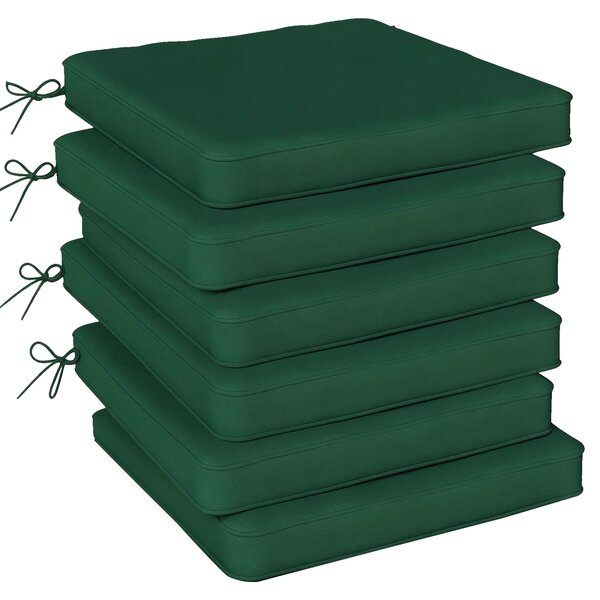 Outsunny Set of 6 Chair Cushion Seat Pads Dining Chair w/ Straps, Indoor Outdoor Removable Tie On Garden Patio, Green