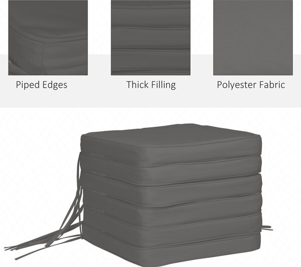 Outsunny Cosy Cushion Collection: Plush Seating Pads for Alfresco Lounging, 42x42x5cm, Slate Grey Aosom UK