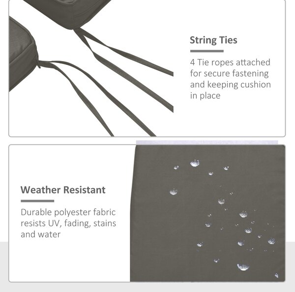 Outsunny Garden Chair Pads: Set of 2 Replacement Cushions with Ties, 45 x 45cm, Charcoal Grey Aosom UK