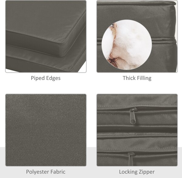 Outsunny Garden Chair Pads: Set of 2 Replacement Cushions with Ties, 45 x 45cm, Charcoal Grey Aosom UK