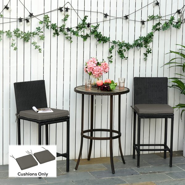 Outsunny Garden Chair Pads: Set of 2 Replacement Cushions with Ties, 45 x 45cm, Charcoal Grey Aosom UK