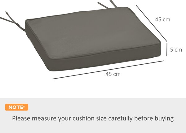 Outsunny Garden Chair Pads: Set of 2 Replacement Cushions with Ties, 45 x 45cm, Charcoal Grey Aosom UK