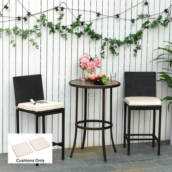 Outsunny Pair of Garden Chair Cushions with Ties, 45 x 45 cm, Replacement Pads for Patio Furniture, Cream White Aosom UK