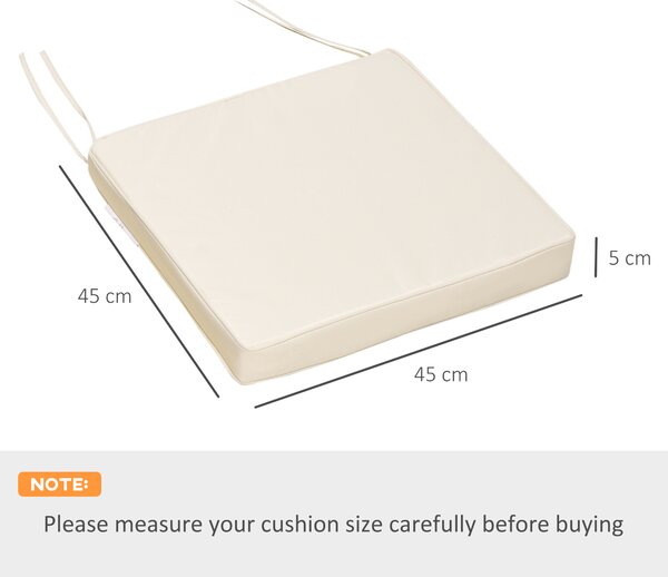 Outsunny Pair of Garden Chair Cushions with Ties, 45 x 45 cm, Replacement Pads for Patio Furniture, Cream White Aosom UK