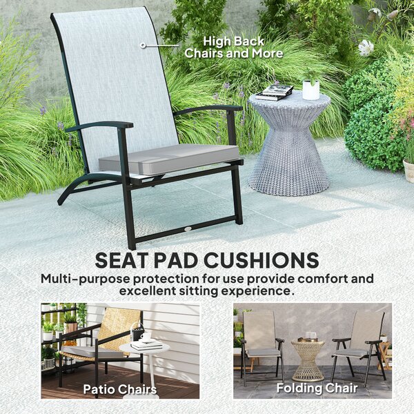 Outsunny Set of 2 Garden Chair Cushions - Light Grey