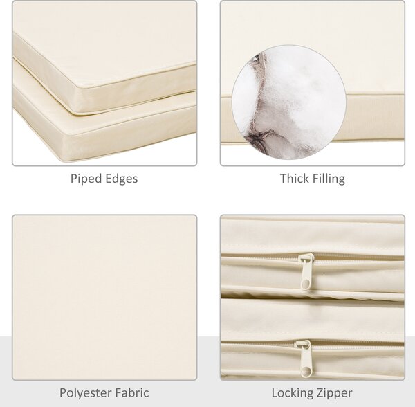 Outsunny Pair of Garden Chair Cushions with Ties, 45 x 45 cm, Replacement Pads for Patio Furniture, Cream White Aosom UK