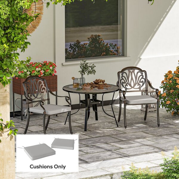 Outsunny Set of 2 Garden Chair Cushions - Light Grey