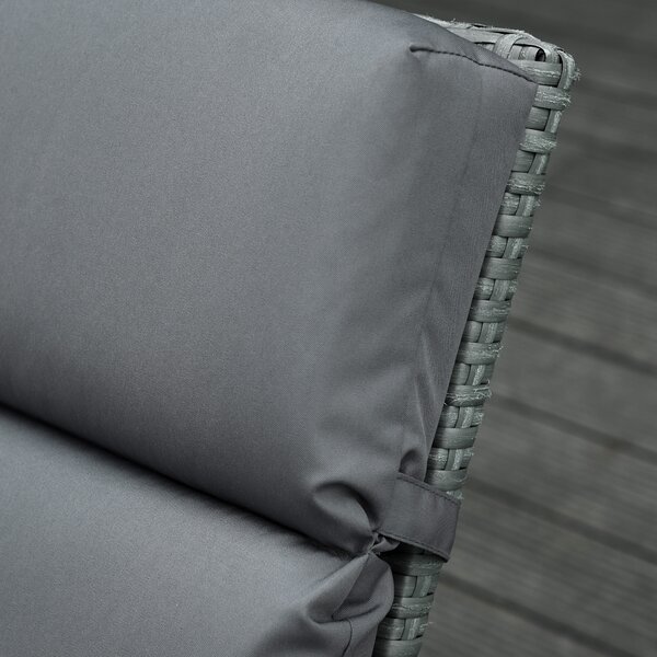 Outsunny Set of 2 Sun Lounger Cushions, Replacement Cushions for Rattan Furniture with Ties, 196 x 55 cm, Dark Grey Aosom UK