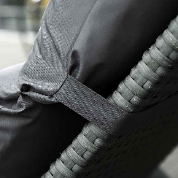 Outsunny Set of 2 Sun Lounger Cushions, Replacement Cushions for Rattan Furniture with Ties, 196 x 55 cm, Dark Grey Aosom UK
